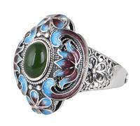 Anneau de fleurs en émail bleu pour les femmes vintage 925 Bague de cloison en argent sterling avec des bijoux en filigrane en pierre ouverts réglables