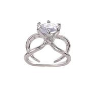 Anneau de Foulard Boucle d'écharpe en soie, couvre-épaule à trois anneaux diamant, accessoire polyvalent Pour les femmes(Silver)