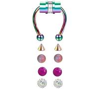 Anneau de lèvre non piercing, manchette de nez en acier inoxydable punk Anneaux de septum masculin féminin, anneau magnétique Faux nez Bijoux pour le corps(A,Multicolore)Durability