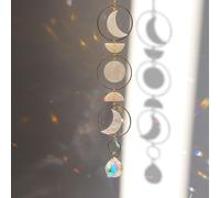 Anneau De Lune En Cristal En Métal,, Pendentif En Demi-Cercle, Ornement Coloré Pour Maison, Jardin, Voiture, Artisanat Décoratif Suspendu