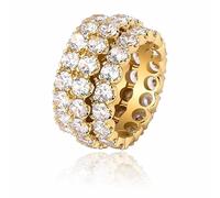 Anneau de mossanite à trois rangées en or 14K, bague de tennis hip-hop masculin, l'élégance sportive rencontre un charme intemporel, des cadeaux pour hommes