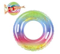 Anneau de Natation des Paillettes Arc-en-Ciel Adultes Bague Flottante avec poignée Tube de baignade Gonflable pour Les Chars Piscine pour Adultes pour Les Fournitures fête à la Plage d'été