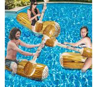Anneau de natation en texture de bois pliable pour fête de piscine, radeau de jeu de canoë pour adulte en bois flottant, flotteurs de natation gonflables épais, accessoires de plage essentiels 2 pièce