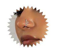 Anneau De Nez Punk Serpent en Or Faux Clip On Nose Cuff Septum Stud Pliable Bijoux Pour Femmes