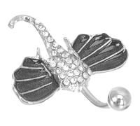 Anneau de Nombril Bijou de Piercing Corporel Vintage en Acier Inoxydable Éléphant avec Cristaux pour Femmes, pour Fête la Plage et Cosplay