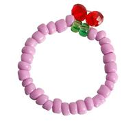 Anneau de perles en perles de riz, anneaux de cerise, anneaux extensibles faits à la main, décoratifs, adorables, élastiques pour femmes (Taille unique)
