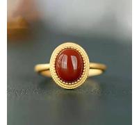 Anneau De Pierre Agate Rouge Bague en Pierre Naturelle Femmes Couleur Argent Bague D'Ouverture Réglable Vintage Déclaration Anneaux Cadeau De Fête De La Saint-Patrick Bijoux pour Femme Petite Ami