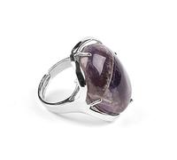 Anneau De Pierre Améthyste Bague en Pierre Naturelle Femmes Ouverture Réglable Bague De Réglage De La Broche Vintage Simple Bague Élégante Cadeau De La Fête des Mères Bijoux pour Femme Petite