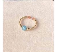 Anneau De Pierre Bague D'Ouverture Réglable en Pierre Naturelle Aigue-Marine Ronde Tempérament À La Mode La Bague De Déclaration Rétro Cadeau d'anniversaire pour Maman Soeur Femme Et Petite Ami