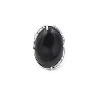 Anneau De Pierre Bague en Pierre D'Agate Noire Naturelle Prong Setting Bezel Stone Ring Bague D'Ouverture Réglable Vintage Statement Rings Women Mother's Day Gifts Cadeau pour Femme Petite Amie Mam