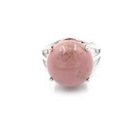 Anneau De Pierre Bague en Pierre De Rhodochrosite Naturelle Ronde Prong Setting Ring Bague D'Ouverture Réglable Dailywear À La Mode Anneaux Simples Femmes Fête des Mères Cadeaux pour Femme Petit