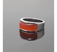 Anneau De Pierre Bague en Pierre Naturelle avec Pierre Œil De Chat Orange Bague Large Incrustée Unisexe Déclaration Style Punk Anneaux D'Articulation Vintage Cadeaux Bijoux pour Femmes Hommes (Di