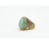 Anneau De Pierre Bague en Pierre Naturelle D'Aventurine Verte Incrustation Ovale Bague Déclaration Style Punk À La Mode Anneaux Jour Commémoratif Cadeaux Bijoux pour Femmes Hommes (Diamètre Int