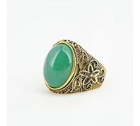 Anneau De Pierre Bague en Pierre Naturelle De Jade Incrustation Ovale Bague Déclaration Style Punk À La Mode Anneaux Jour Commémoratif Cadeaux Bijoux pour Femmes Hommes (Diamètre Intérieur: 20,