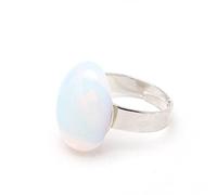 Anneau De Pierre Bague en Pierre Naturelle Opale Ouverture Réglable Ovale Élégant Simple Vintage All-Match Anneaux D'Articulation Saint Valentin Cadeau pour Femme Petite Amie Maman
