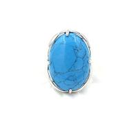 Anneau De Pierre Bague en Pierre Turquoise Bleu Naturel Prong Setting Bezel Stone Bague Ouverture Réglable Bague Vintage Déclaration Anneaux Femmes Fête des Mères Cadeaux Cadeau pour Femme Petit