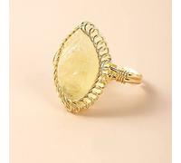 Anneau De Pierre Citrine Pierre Naturelle Ouverture Réglable Bague Tressée en Fil De Cuivre À La Mode Les Bagues Rétro Cadeau De La Saint-Patrick pour Maman Soeur Femme Et Petite Amie