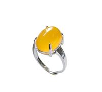 Anneau De Pierre Ellipse Jaune Jaspe Bague en Pierre Naturelle Femmes Bague D'Ouverture Réglable Vintage Simple Bague Élégante Cadeau De Fête des Mères Bijoux pour Femme Petite Amie Maman