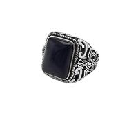 Anneau De Pierre Incrustation D'Agate Noire Bague D'Ouverture Réglable en Pierre Naturelle Hommes Délicat Vintage Déclaration Anneaux Cadeau De La Saint-Patrick pour Papa Frère Mari Et Petit Ami