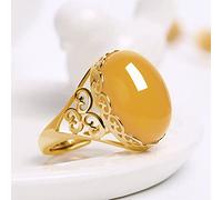 Anneau De Pierre Jade Jaune Bague en Pierre Naturelle Femmes Découpe Bague D'Ouverture Réglable Vintage Déclaration Anneaux Saint-Patrick Cadeau De Fête Bijoux pour Femme Petite Amie Maman