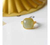 Anneau De Pierre Jade Pierre Naturelle Bague D'Ouverture Réglable Femmes Square Dainty Statement Vintage Anneaux Cadeau De La Saint-Patrick pour Maman Soeur Femme Et Petite Amie