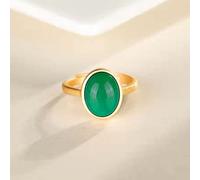 Anneau De Pierre Jade Vert Bague en Pierre Naturelle Femmes Bague D'Ouverture Réglable Vintage Simple Anneaux D'Articulation Saint-Patrick Cadeau De Fête Bijoux pour Femme Petite Amie Maman
