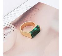 Anneau De Pierre Malachite Pierre Naturelle Anneau Rectangle Incrustation Anneau Élégant Simple Vintage All-Match Déclaration Tempérament Anneaux Saint Valentin Cadeau pour Femme Petite Amie Mam