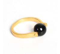 Anneau De Pierre Obsidienne Bague en Pierre Naturelle Couleur Cuivre Perles Rondes Bague D'Ouverture Réglable Boho Déclaration Délicate Anneaux Simples Cadeau Saint Valentin pour Femme Petite Ami