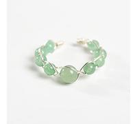 Anneau De Pierre Tresse De Fil De Cuivre Aventurine Verte Bague en Pierre Naturelle Couleur Argent Bague D'Ouverture Réglable Déclaration Boho Anneaux Simples Cadeau Saint Valentin pour Femme Peti