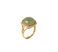 Anneau De Pierre Vert Jade Bague en Pierre Naturelle Femme Bague À Ouverture Réglable Carrée Bagues Délicates Classiques Cadeau De Fête De La Saint-Patrick Bijoux pour Femme Petite Amie Maman