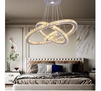 Anneau de plafond à LED Cristal Moderne pendentif intérieur léger Salle à manger Salon Cuisine Montage décoratif Lustre Chandelier