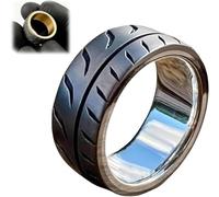 Anneau de pneu de course en métal fait à la main, bague de pneu de voiture de sport, bijou à motif de bande de roulement, taille 5-14 convient pour les amateurs de course, 14, Acier allié, Diamant