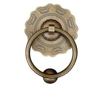 Anneau de porte en laiton de style chinois antique, poignée de porte en bronze à visser avec clou, poignée de tirage traditionnelle en bois poignée(7.5cm)