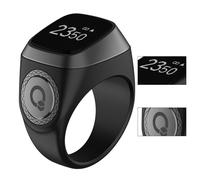 Anneau de prière numérique 22 mm avec Bluetooth, écran OLED, alarme vibrante, chargement USB et compteur de prières ajustable.