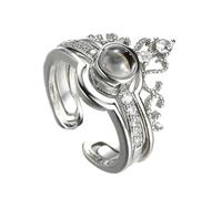 Anneau de Projection 100 Langues I Love You, Couronne Zircon Cuivre