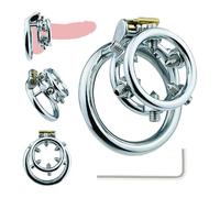 Anneau de Scrotum en Acier Inoxydable, Anneau Pénien Doul avec Pointes et Diviseur de Testicule de Pénis pour Hommes, Anneaux Péniens en Métal, Civière de Balle, CBT Bondage Cock Lock, Jouet Sexuel