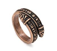 Anneau de Serpent À Double Tête de Viking Nordiques, Anneau de Pouce de Charme Gothique Réglable Pour Femmes, Bijoux D'animaux de Protection Païenne Celtique Poli À la Main(Red Copper)