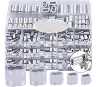 Anneau de sertissage de câble à Double trou, manchons de boucle en aluminium en forme de 8, Clips fixes de câble métallique, bouchon de verrouillage de cordon, outil matériel(M4x10pcs)