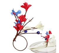 Anneau De Serviette Fleurs Artificielles Décoration De Table Élégante Clip Serviette Fleurs Polyester 4 Juillet pour Fête Nationale Hôtel Et Fête De L’indépendance Réunions À Domicile Dîners Form