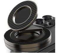 Anneau de support magnétique pour téléphone, rotation à 360 degrés, triple charnière, support pliable en alliage de métal, support fin à boucle pour téléphone (noir)