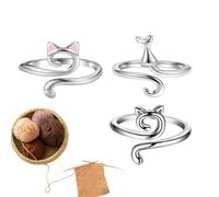 Anneau de tension de fil à crochet, anneaux de crochet pour - Anneau guide-fil avec oreilles de chat, de guidage de fil, support de doigt, anneau de Crochet de doigt lisse et mignon, fêt