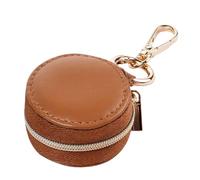Anneau de voyage - Étui de voyage avec fermeture éclair et boîte de rangement portable pour filles et femmes - Fonction anti-chute sécurisée - Offering Peace of Mindk Gym Car, Marron, Voir la