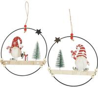 Anneau décoratif en métal Lutins Décorations de Noël Couronne de porte (set de 2)