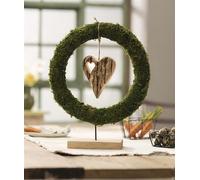 Anneau décoratif "Mousse" en mousse naturelle Ø 35 cm, sur socle en bois, couronne de mousse pour décorer