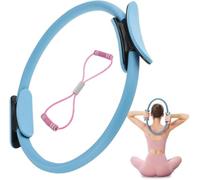 Anneau d'entraînement de pilates, de fitness, cercle magique pour pilates, pilates, équipement d'exercice avec deux poignées rembourrées pour débutants, hommes et femmes (bleu)