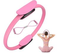 Anneau d'entraînement de pilates, de fitness, cercle magique pour pilates, pilates, équipement d'exercice avec deux poignées rembourrées pour débutants, hommes et femmes (pin k)