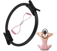 Anneau d'entraînement de pilates, de fitness, cercle magique pour pilates, yoga, pilates avec deux poignées rembourrées pour débutants, hommes et femmes (noir)