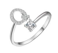 Anneau design everywhere Bagues avec lettres initiales pour femmes, ajustables, délicates, en argent, bijoux pour femmes et filles (Q, 字母0.9x0.5cm)