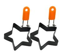 Anneau d'oeuf 2pcs Moule d'oeuf en acier inoxydable Poacheur pliable non cadré avec couverture de poignée en silicone Restaurant des anneaux de bricolage pour les œufs friture, étoile braconnier