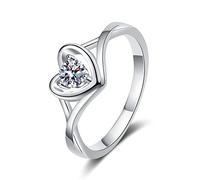 Anneau en argent sterling 925 pour les femmes, anneau de coeur argenté avec bague éternité de la bande de mariage Moissanite/Zirconia
